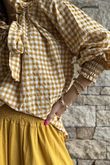 Nonni Gingham Poet Blouse Indian Yellow